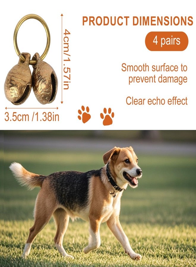 Penitue 4 Pairs Extra Loud Dog Copper Bells, 22mm/0.87in Brass Pet Collar Bells Vintage Charm Pendant for Small Dogs & Cats Collar Accessories Tracking Anti-Lost - Image 2